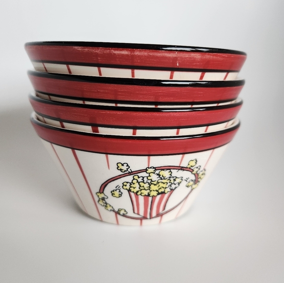 Red and White Popcorn Bowl Set of 4 - Picture 1 of 7